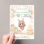 Invitation d'anniversaire de lapin pastel mignon (In situ (ordinateur de poche))