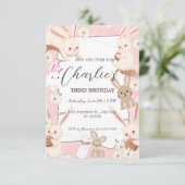Invitation d'anniversaire de lapin pour enfant (Debout devant)
