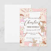 Invitation d'anniversaire de lapin pour enfant (Devant / Derrière)