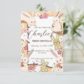 Invitation d'anniversaire de lapin pour enfant (Debout devant)