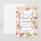 Invitation d'anniversaire de lapin pour enfant (Devant / Derrière)