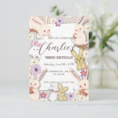 Invitation d'anniversaire de lapin pour enfant (Debout devant)