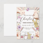Invitation d'anniversaire de lapin pour enfant (Devant / Derrière)