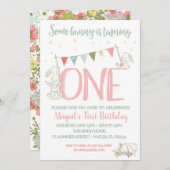 Invitation d'anniversaire de lapin, premier (Devant / Derrière)