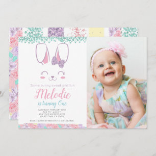 Invitation d'anniversaire de lapin, tout âge, ęr