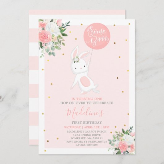 Invitation d'anniversaire de lapin un certain (Devant / Derrière)