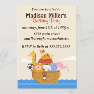 Invitation d'anniversaire de l'arc de Noé