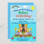 Invitation d'anniversaire de l'arche de Noé (Devant / Derrière)