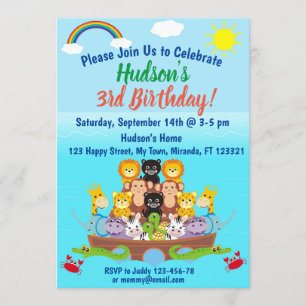 Invitation d'anniversaire de l'arche de Noé