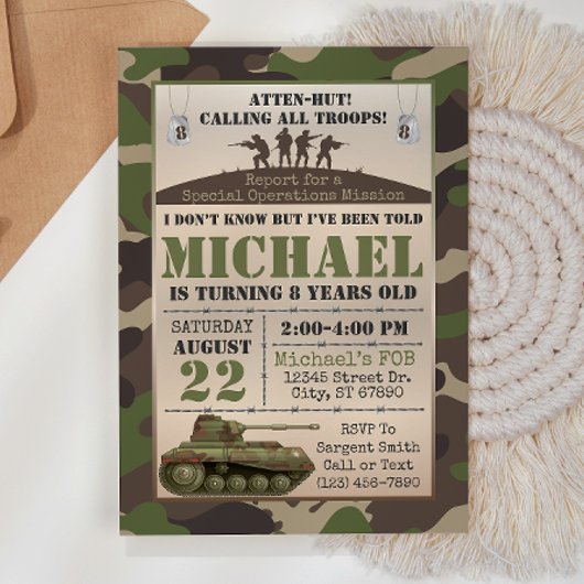 Invitation d'anniversaire de l'Armée