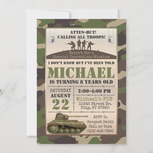 Invitation d'anniversaire de l'Armée (Devant)