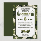 Invitation d'anniversaire de l'armée camouflage pe (Devant / Derrière)
