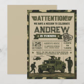 Invitation d'anniversaire de l'armée moderne perso (Devant / Derrière)