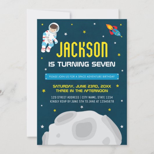 Invitation d'anniversaire de l'astronaute (Devant)