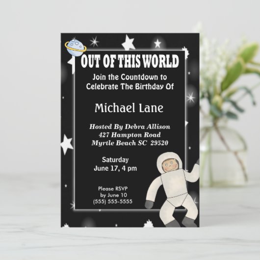 Invitation d'anniversaire de l'astronaute (Debout devant)