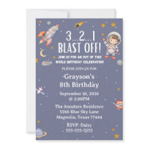 Invitation d'anniversaire de l'astronaute