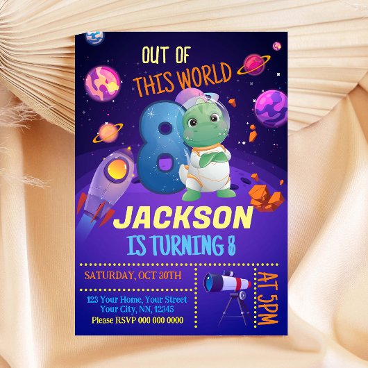 Invitation d'anniversaire de l'astronaute de Dinos