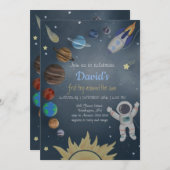Invitation d'anniversaire de l'astronaute Planètes (Devant / Derrière)