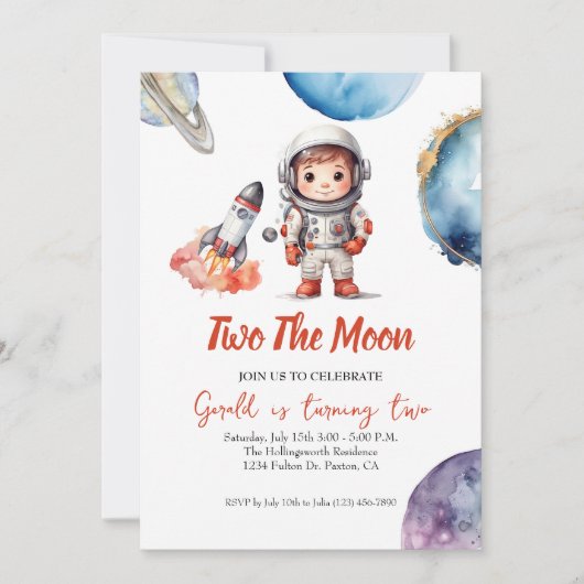 Invitation d'anniversaire de l'astronaute spatial  (Devant)