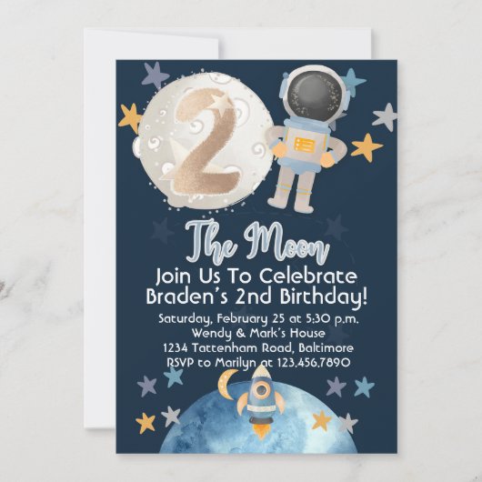 Invitation d'anniversaire de l'astronaute spatial (Devant)