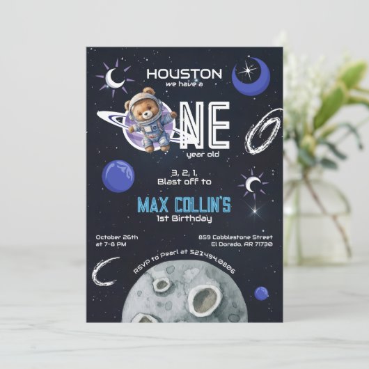 Invitation d'anniversaire de l'astronaute spatial (Debout devant)