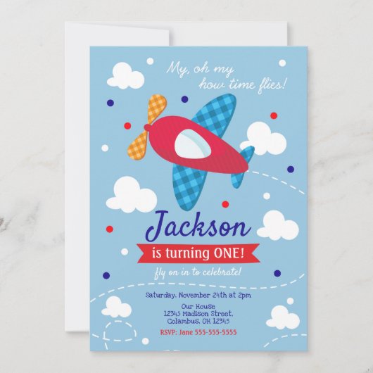 Invitation d'anniversaire de l'avion Boy / Flies d (Devant)