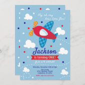 Invitation d'anniversaire de l'avion Boy / Flies d (Devant / Derrière)