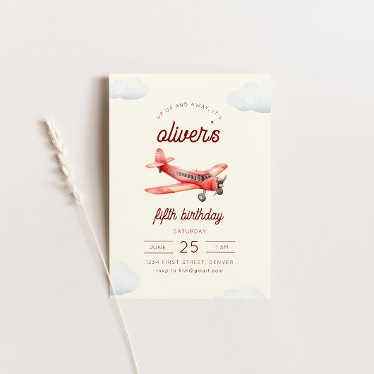 Invitation d'anniversaire de l'avion en vol