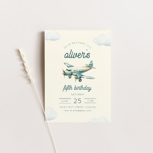 Invitation d'anniversaire de l'avion en vol