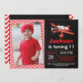 Invitation d'anniversaire de l'avion. Soirée d'ann (Devant / Derrière)