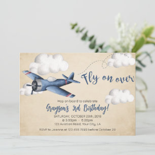 Invitation d'anniversaire de l'avion vintage, Invi