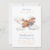 Invitation d'anniversaire de l'avion vintage | Pla (Devant)