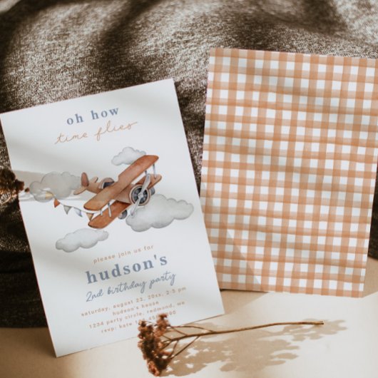 Invitation d'anniversaire de l'avion vintage | Pla