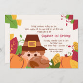 Invitation d'anniversaire de l'enfant de Thanksgiv (Devant / Derrière)