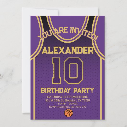 Invitation d'anniversaire de l'équipe de basket-ba (Devant)