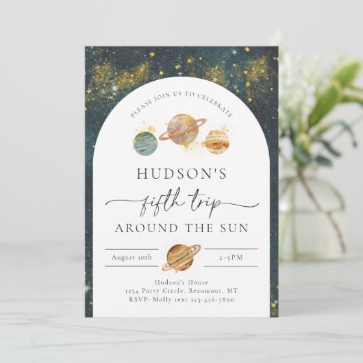 Invitation d'anniversaire de l'espace | Cinquième  (Debout devant)