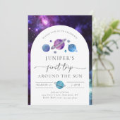 Invitation d'anniversaire de l'espace de la fille (Debout devant)