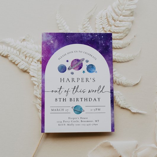 Invitation d'anniversaire de l'espace de la fille