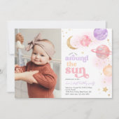 Invitation d'anniversaire de l'espace de la fille (Devant)