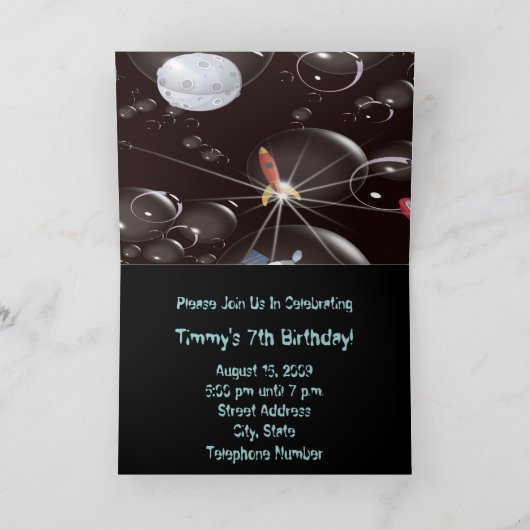 Invitation d'anniversaire de l'espace du garçon (Intérieur)
