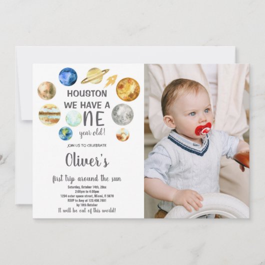 Invitation d'anniversaire de l'espace extra-atmosp (Devant)