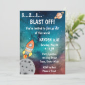 Invitation d'anniversaire de l'espace extra-atmosp (Debout devant)