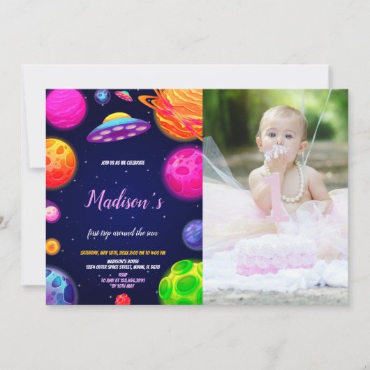 Invitation d'anniversaire de l'espace extra-atmosp (Devant)