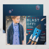 Invitation d'anniversaire de l'espace extra-atmosp (Devant / Derrière)