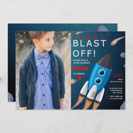 Invitation d'anniversaire de l'espace extra-atmosp (Devant / Derrière)