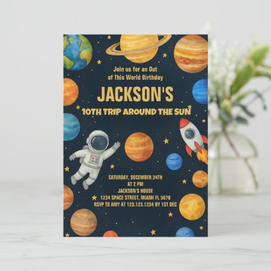 Invitation d'anniversaire de l'espace moderne (Debout devant)