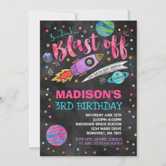 Invitation d'anniversaire de l'espace Partie spati (Devant)