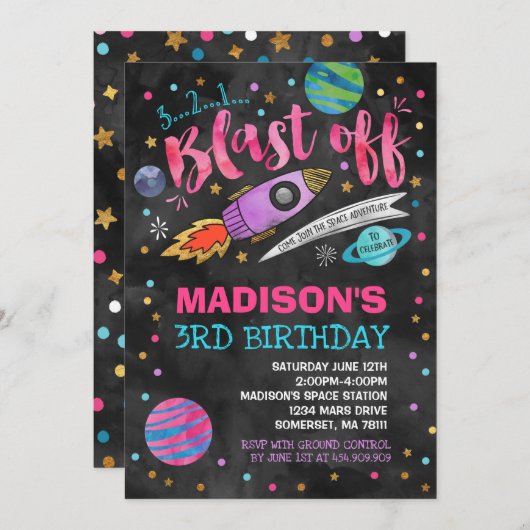 Invitation d'anniversaire de l'espace Partie spati (Devant / Derrière)