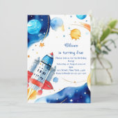 Invitation d'anniversaire de l'espace pour enfants (Debout devant)