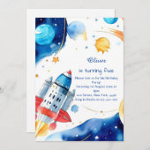 Invitation d'anniversaire de l'espace pour enfants (Devant / Derrière)
